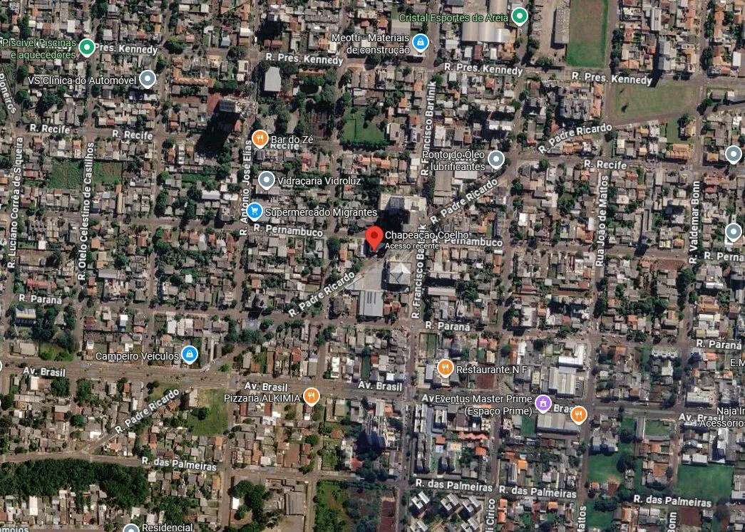 Mapa de localização da Chapeação Coelho em Cascavel, PR